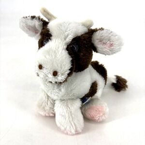 Vintage 1983 R Dakin Brown White Cow‎ 8" Plush Horns Stuffed Animal Farm Rare